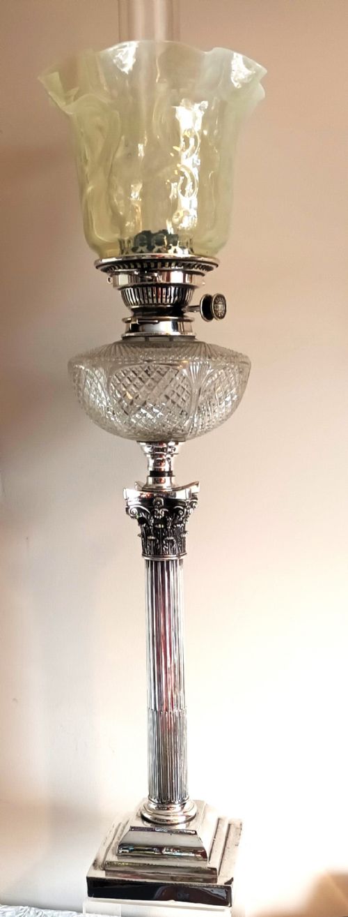 Antique Victorian "Hinks" Silver Plated Oil Lamp