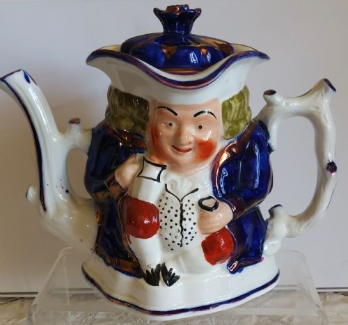 Antique "Gaudy Welsh" Toby Jug Teapot