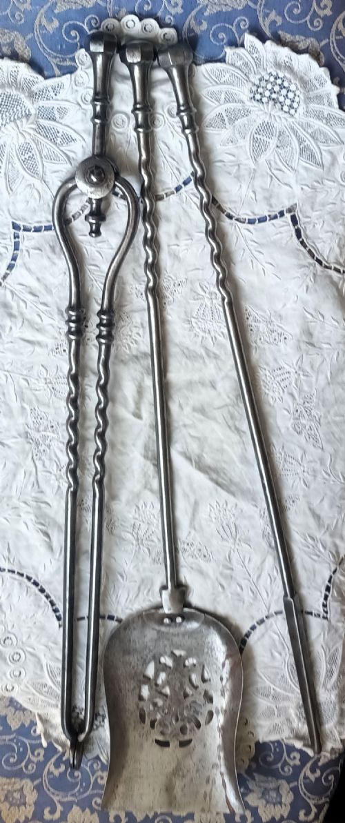 Set of Three Antique English Georgian Steel Fire Irons