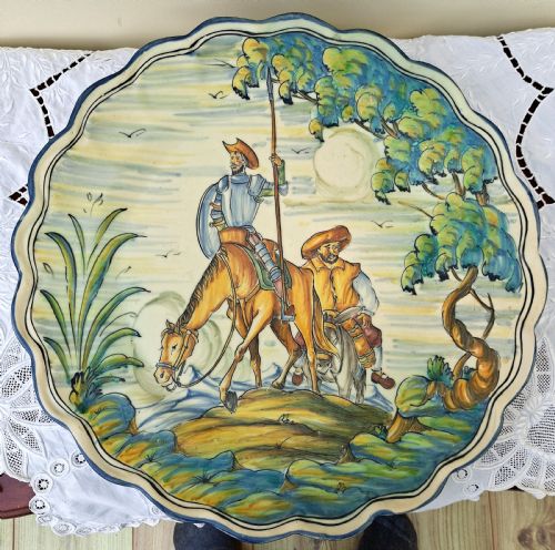 Vintage Spanish Talavera Faience Plaque ~ Don Quixote