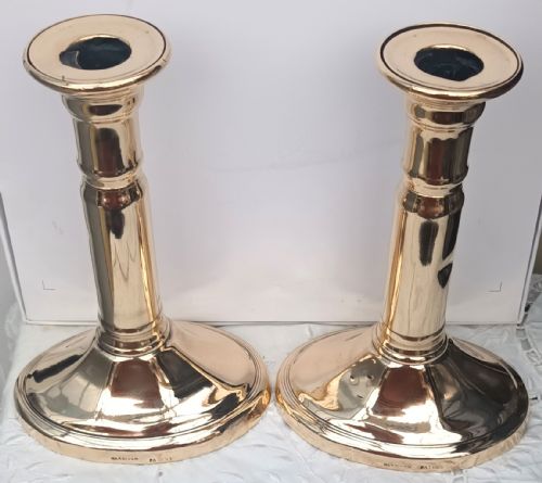 PAIR OF ANTIQUE ENGLISH GEORGIAN HARRISON PATENT TELESCOPIC BRASS CANDLESTICKS - ADDITIONAL PHOTO 1