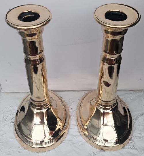 PAIR OF ANTIQUE ENGLISH GEORGIAN HARRISON PATENT TELESCOPIC BRASS CANDLESTICKS - ADDITIONAL PHOTO 3