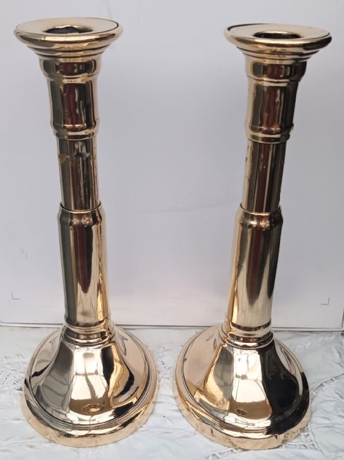 PAIR OF ANTIQUE ENGLISH GEORGIAN HARRISON PATENT TELESCOPIC BRASS CANDLESTICKS - ADDITIONAL PHOTO 5
