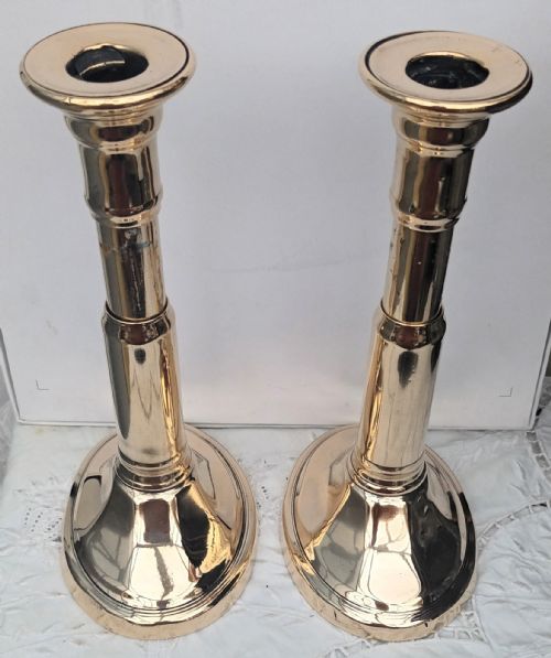 PAIR OF ANTIQUE ENGLISH GEORGIAN HARRISON PATENT TELESCOPIC BRASS CANDLESTICKS - ADDITIONAL PHOTO 7