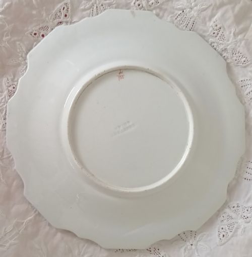 fig 2. Set of six scalloped Georgian ironstone china plates decorated in a blue, orange, and gilt Japan pattern with floral motifs.