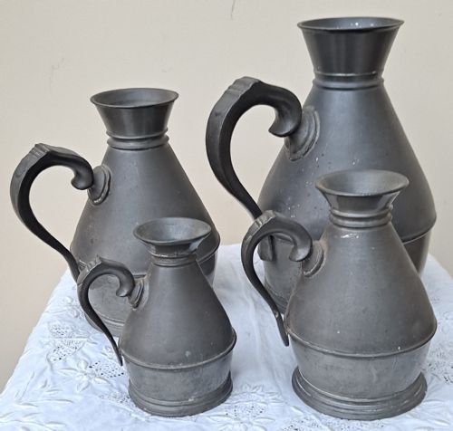 SET OF 4 ANTIQUE IRISH VICTORIAN PEWTER HAYSTACK MEASURES - ADDITIONAL PHOTO 25