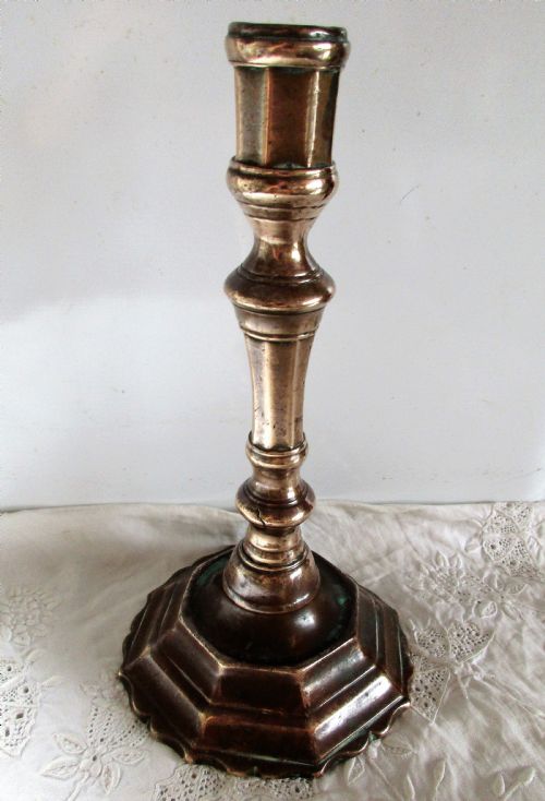 ANTIQUE ENGLISH GEORGIAN BRONZE CANDLESTICK - ADDITIONAL PHOTO 1