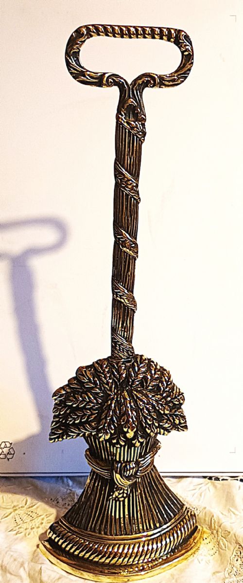 ANTIQUE ENGLISH LATE REGENCY BRASS DOOR PORTER DOORSTOP