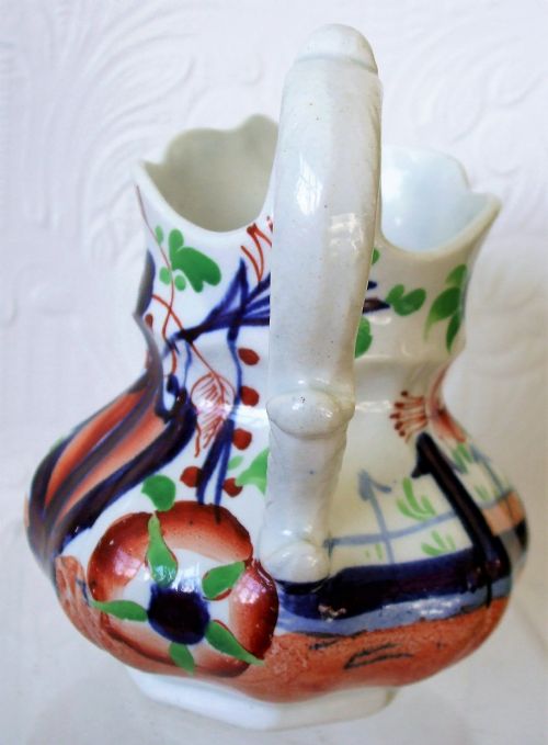 ANTIQUE VICTORIAN GAUDY WELSH PAGODA PATTERN POTTERY POUCH JUG - ADDITIONAL PHOTO 1