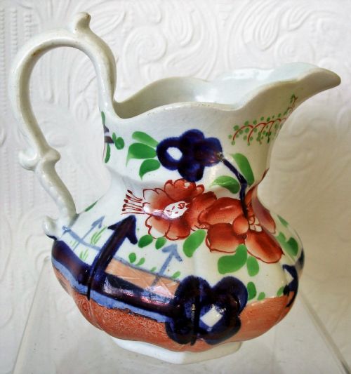 ANTIQUE VICTORIAN GAUDY WELSH PAGODA PATTERN POTTERY POUCH JUG - ADDITIONAL PHOTO 2