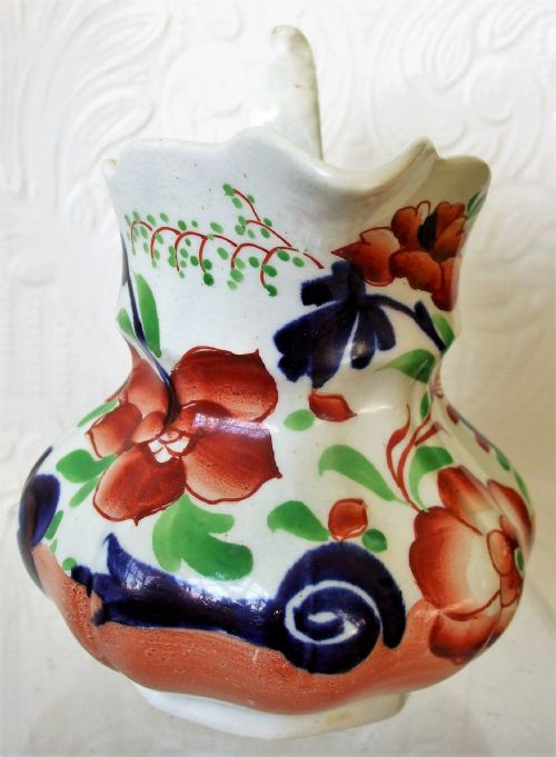 ANTIQUE VICTORIAN GAUDY WELSH PAGODA PATTERN POTTERY POUCH JUG - ADDITIONAL PHOTO 3