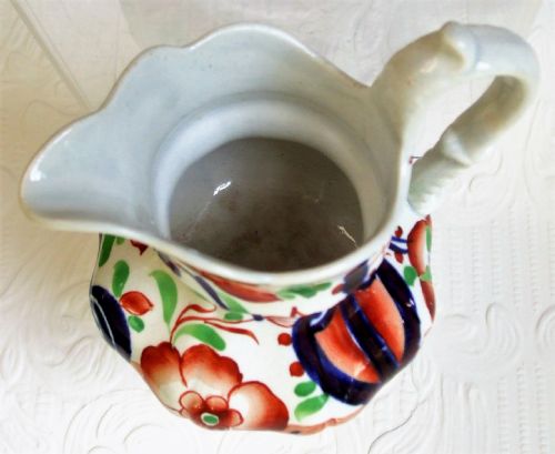ANTIQUE VICTORIAN GAUDY WELSH PAGODA PATTERN POTTERY POUCH JUG - ADDITIONAL PHOTO 4