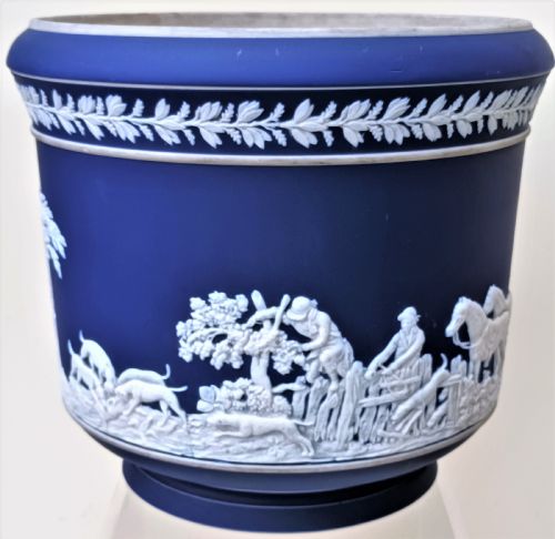 ANTIQUE ENGLISH VICTORIAN BLUE JASPER WARE JARDINIERE WILLIAM ADAMS SONS