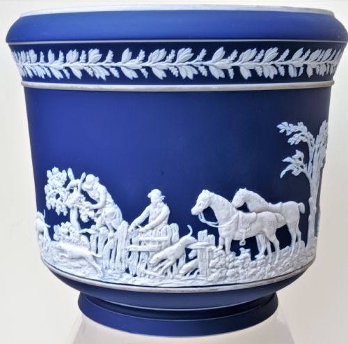 ANTIQUE ENGLISH VICTORIAN BLUE JASPER WARE JARDINIERE WILLIAM ADAMS SONS - ADDITIONAL PHOTO 1