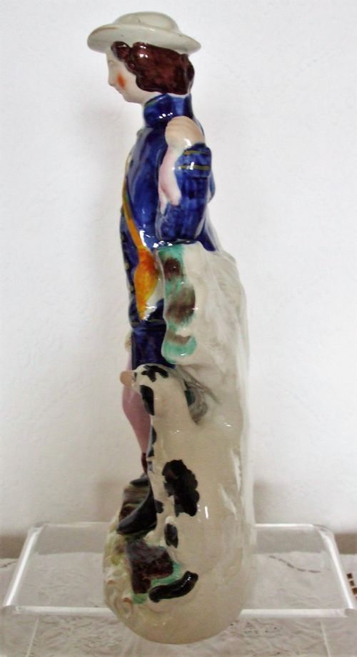 fig 1. Antique English Victorian Staffordshire Pottery Figure of a Hunter