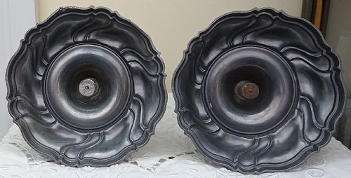 PAIR OF ANTIQUE VICTORIAN PEWTER ROCOCO CANDLESTICKS - ADDITIONAL PHOTO 5