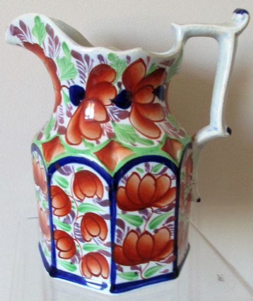 Antique Victorian Gaudy Welsh "Gwent" Pattern Pottery Jug