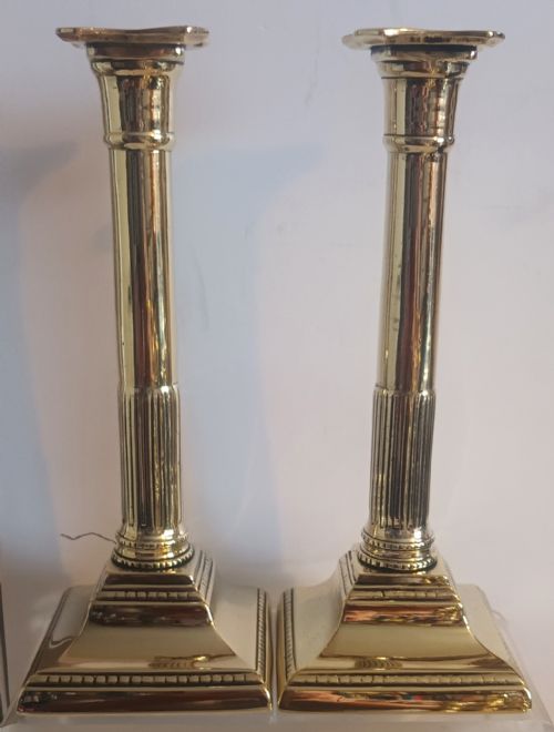 PAIR OF ANTIQUE ENGLISH GEORGIAN BRASS CANDLESTICKS - ADDITIONAL PHOTO 2
