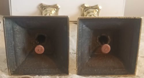 PAIR OF ANTIQUE ENGLISH GEORGIAN BRASS CANDLESTICKS - ADDITIONAL PHOTO 5