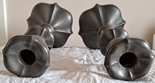 PAIR OF ANTIQUE ENGLISH VICTORIAN ART NOUVEAU PEWTER CANDLESTICKS - ADDITIONAL PHOTO 5