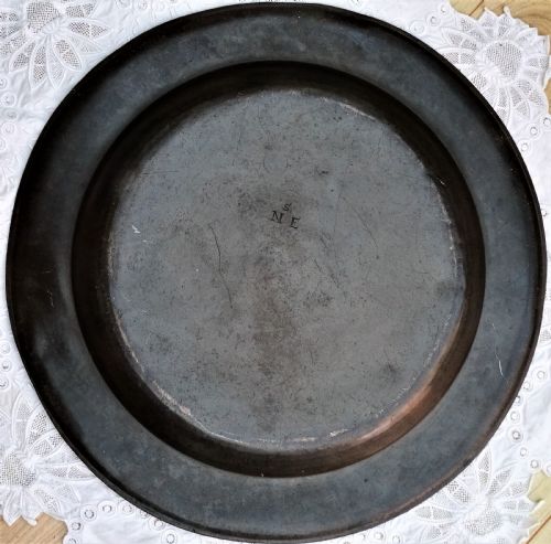 ANTIQUE ENGLISH GEORGIAN PEWTER DISH CHARGER JOHN DUNCOMB COTTERELL OP 1465 - ADDITIONAL PHOTO 3