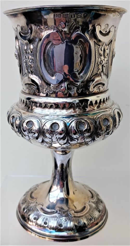 ANTIQUE ENGLISH VICTORIAN SILVER CHALICE GOBLET SHEFFIELD 1888