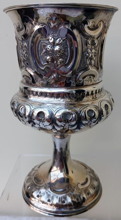 ANTIQUE ENGLISH VICTORIAN SILVER CHALICE GOBLET SHEFFIELD 1888 - ADDITIONAL PHOTO 1