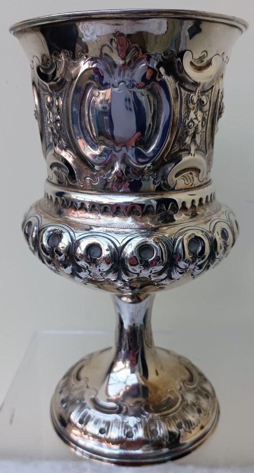 ANTIQUE ENGLISH VICTORIAN SILVER CHALICE GOBLET SHEFFIELD 1888 - ADDITIONAL PHOTO 2