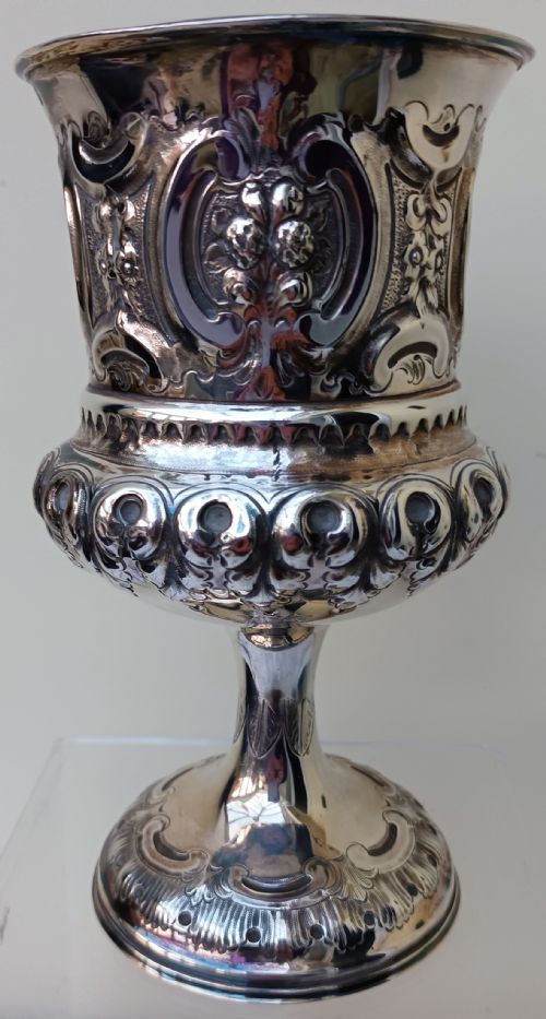 ANTIQUE ENGLISH VICTORIAN SILVER CHALICE GOBLET SHEFFIELD 1888 - ADDITIONAL PHOTO 3