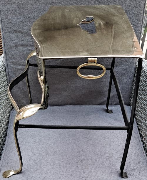 ANTIQUE ENGLISH GEORGIAN BRASS AND STEEL FOOTMAN - ADDITIONAL PHOTO 2