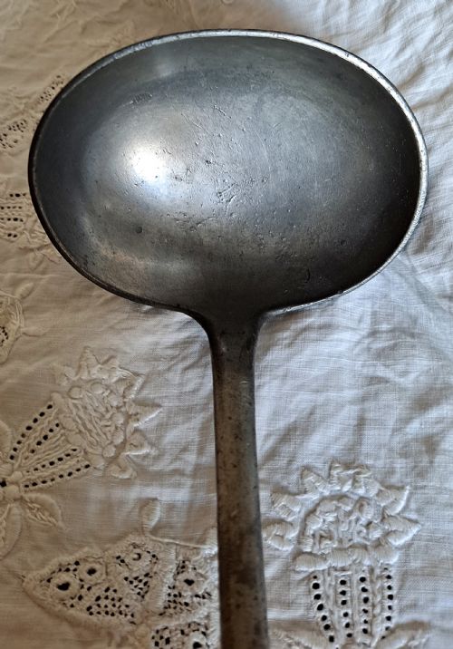 ANTIQUE ENGLISH VICTORIAN PEWTER BASTING LADLE JOHN YATES COTTERELL OP 5340A - ADDITIONAL PHOTO 1