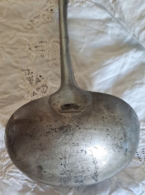 ANTIQUE ENGLISH VICTORIAN PEWTER BASTING LADLE JOHN YATES COTTERELL OP 5340A - ADDITIONAL PHOTO 3
