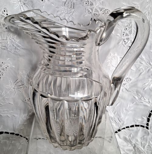 ANTIQUE LATE REGENCY CUT GLASS WATER JUG