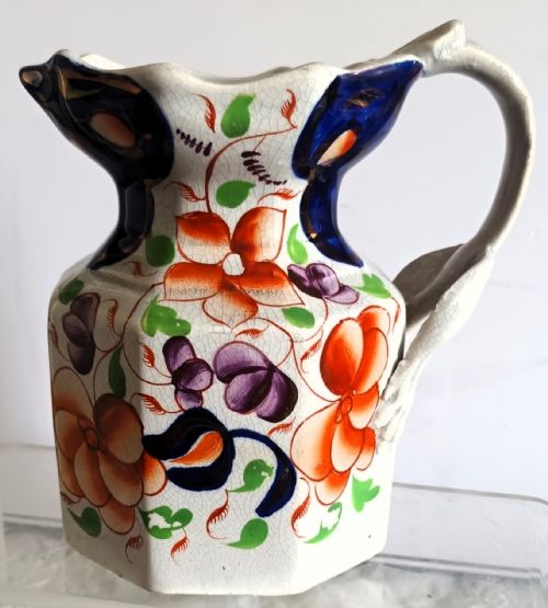 antique victorian gaudy welsh gower pattern jug - CATEGORY: ANTIQUE JUGS - DATED 19TH CENTURY