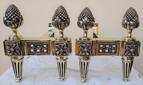Pair of Antique English Georgian Brass Andirons