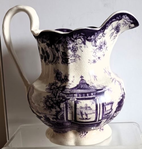 ANTIQUE ENGLISH GEORGIAN MAGENTA TRANSFER JUG - ADDITIONAL PHOTO 4