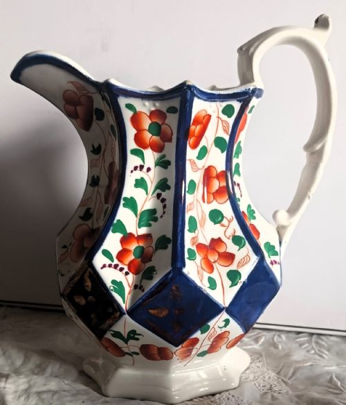 Antique Victorian Gaudy Welsh "Harlech" Pattern Jug