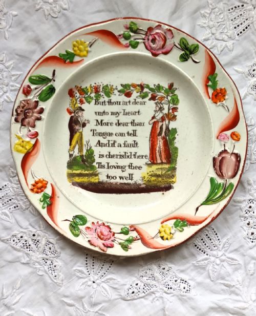 Antique English Georgian "Romantic" Pearlware Child's Plate