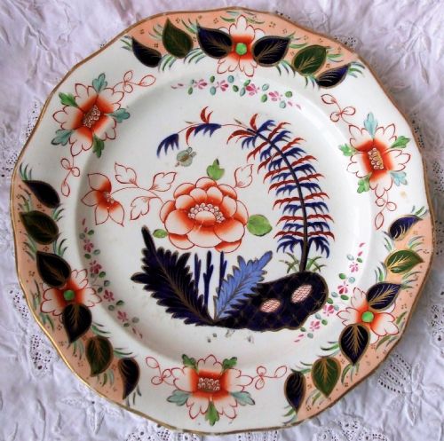 Antique English Georgian "Imari" Pattern Ironstone Plate ~ John Davenport of Longport