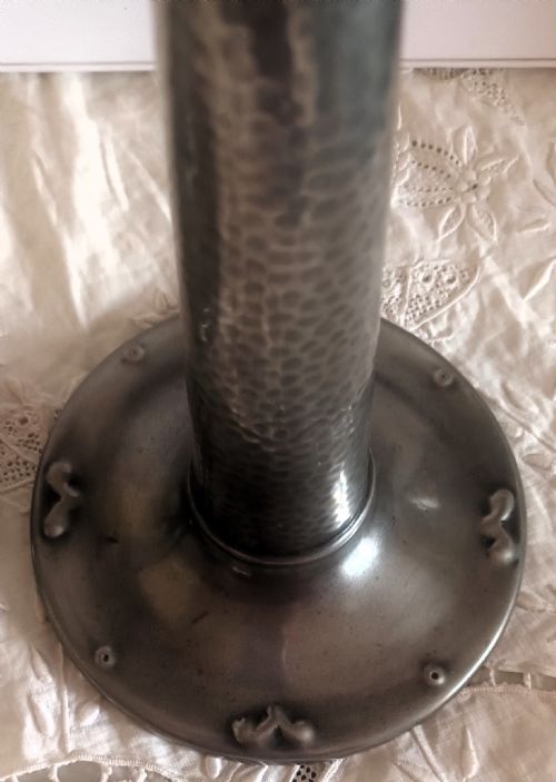 PAIR OF ANTIQUE ARTS AND CRAFTS PEWTER CANDLESTICKS - ADDITIONAL PHOTO 7