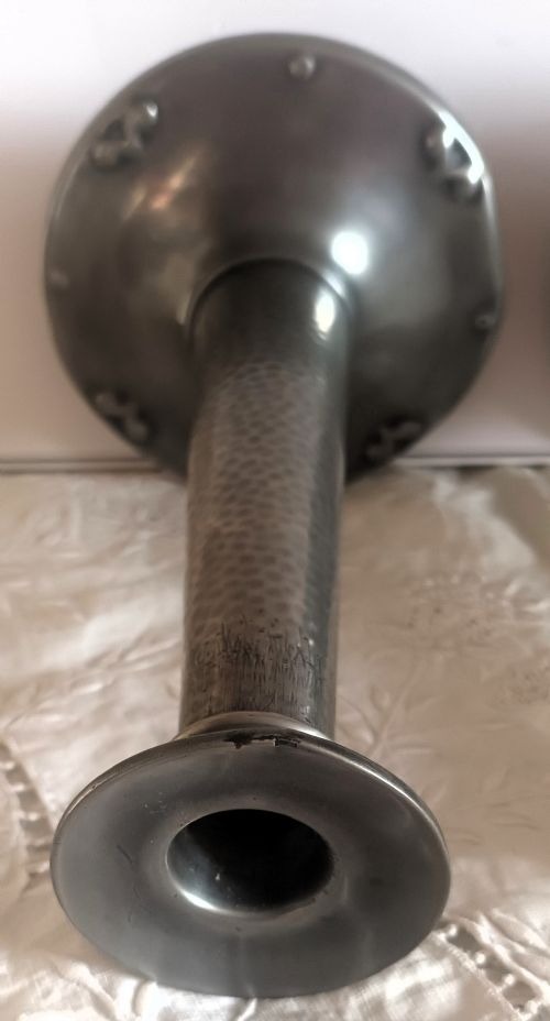 PAIR OF ANTIQUE ARTS AND CRAFTS PEWTER CANDLESTICKS - ADDITIONAL PHOTO 12
