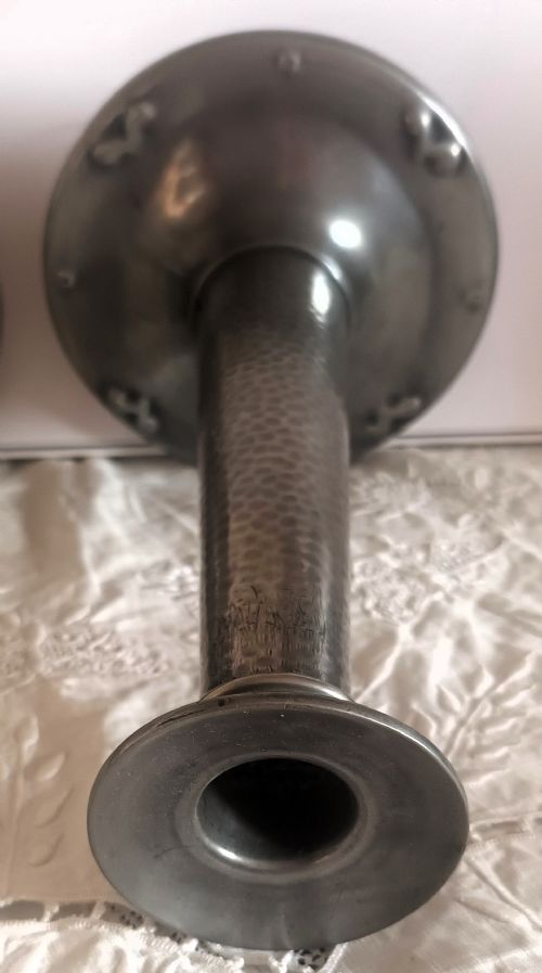 PAIR OF ANTIQUE ARTS AND CRAFTS PEWTER CANDLESTICKS - ADDITIONAL PHOTO 14