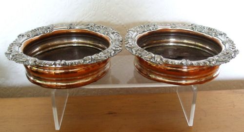 Pair of Antique English Georgian Old Sheffield Plate Wine Coasters