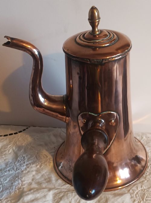 ANTIQUE ENGLISH GEORGIAN COPPER COFFEE POT - ADDITIONAL PHOTO 1