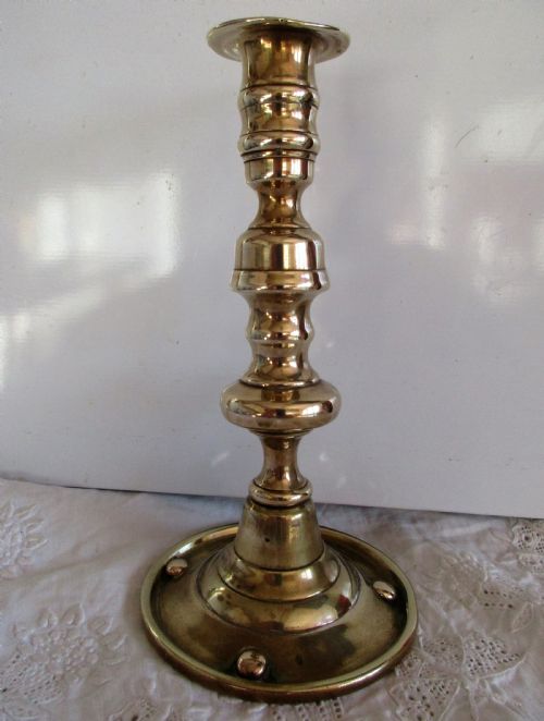 Antique English Victorian Brass "Arts and Crafts" Candlestick