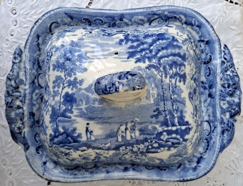 Antique English Victorian Blue and White 
