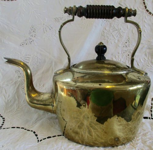 Antique English Georgian Brass Kettle ~ William Soutter & Sons