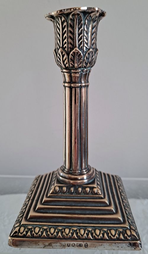 ANTIQUE ENGLISH VICTORIAN SILVER PLATED DESK CANDLESTICK