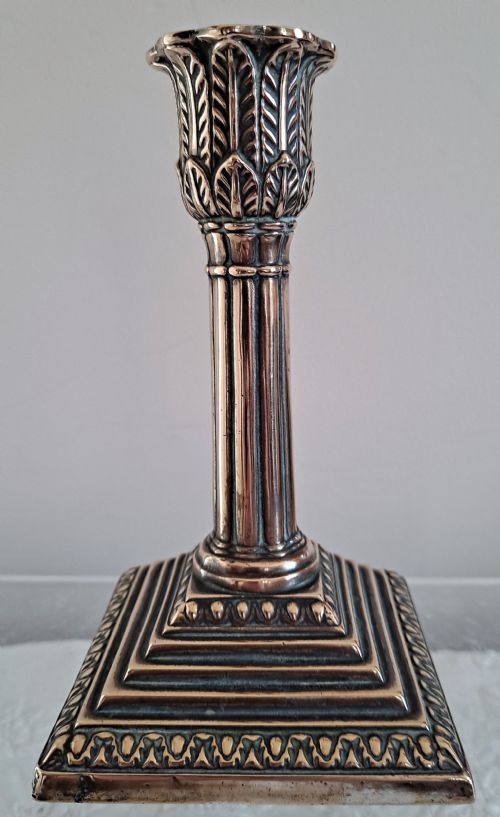 ANTIQUE ENGLISH VICTORIAN SILVER PLATED DESK CANDLESTICK - ADDITIONAL PHOTO 1