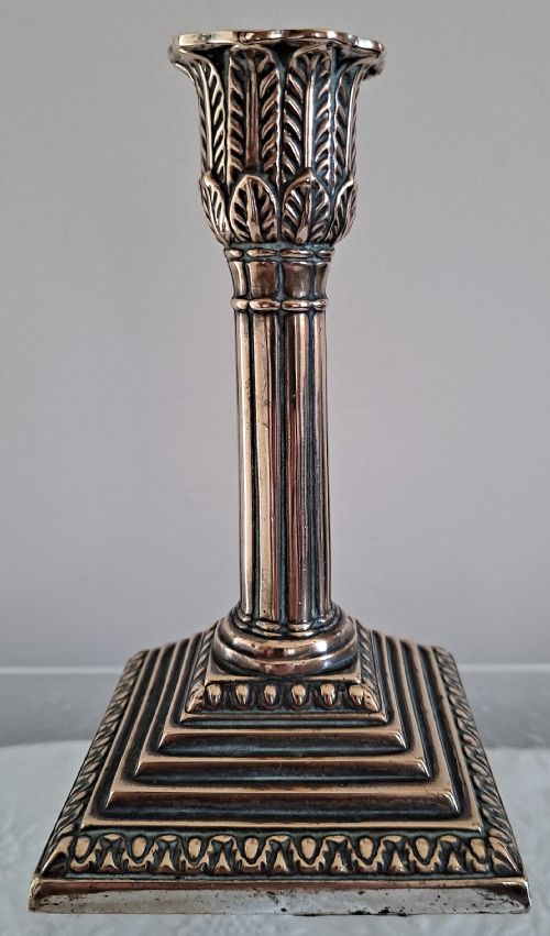 ANTIQUE ENGLISH VICTORIAN SILVER PLATED DESK CANDLESTICK - ADDITIONAL PHOTO 2